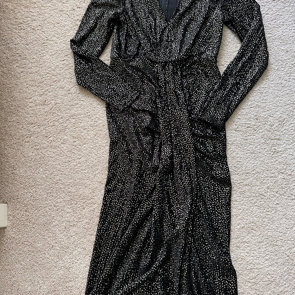 Vici Black and Silver Long Sleeve Dress